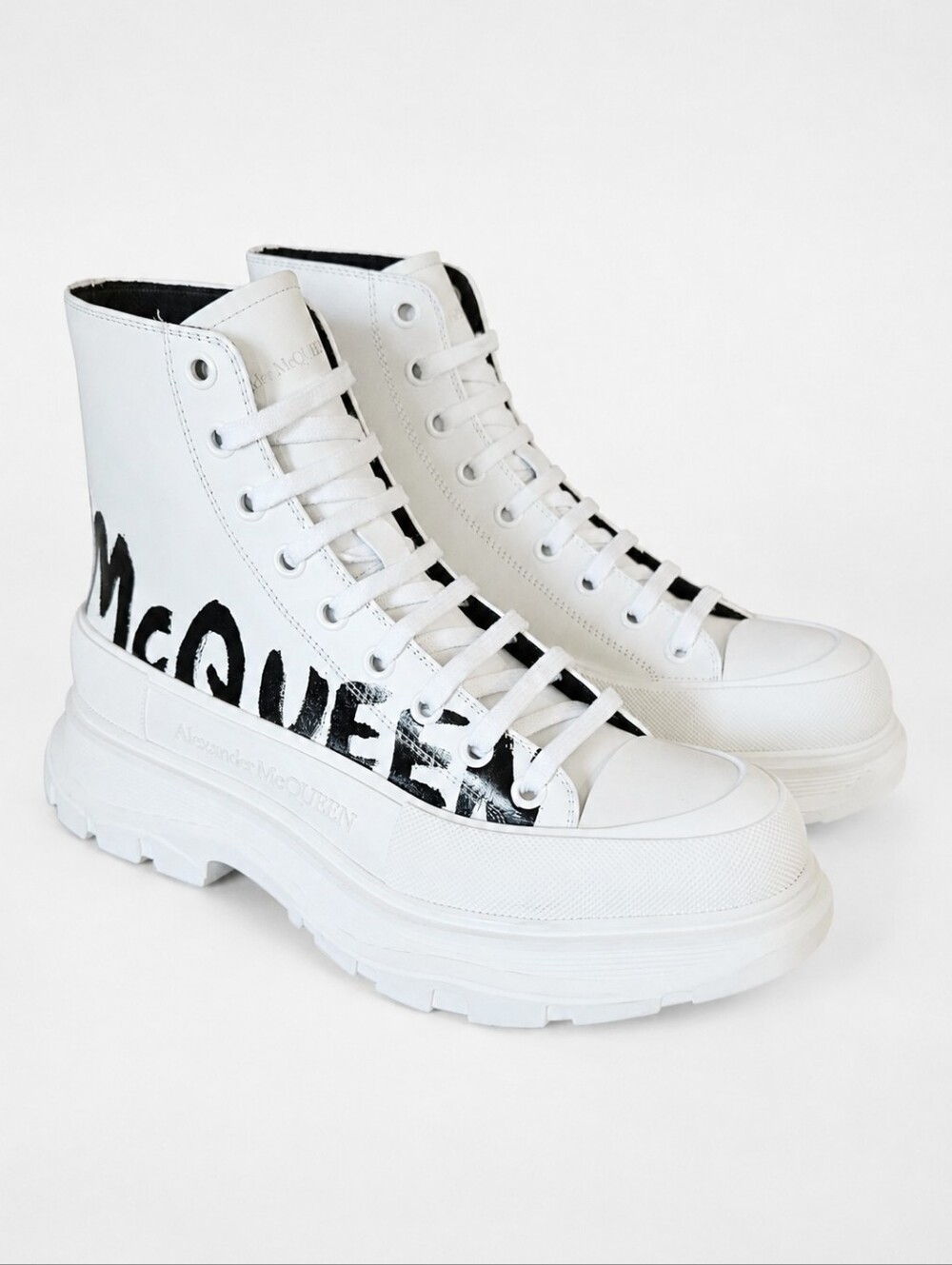 ALEXANDER MCQUEEN | Tread Slick Graffiti Leather High Top Boots EU 43 US 10 - Picture 1 of 11
